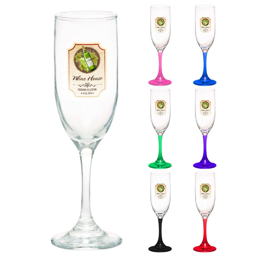 The Elegant 6.25 Oz. Premiere Flute Champagne Glass - Screenprinted